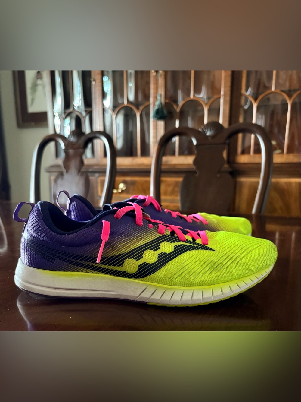 Saucony Fastwitch 9 Citron Purple Neon Pink Racing Running Shoes | Women’s 10.5